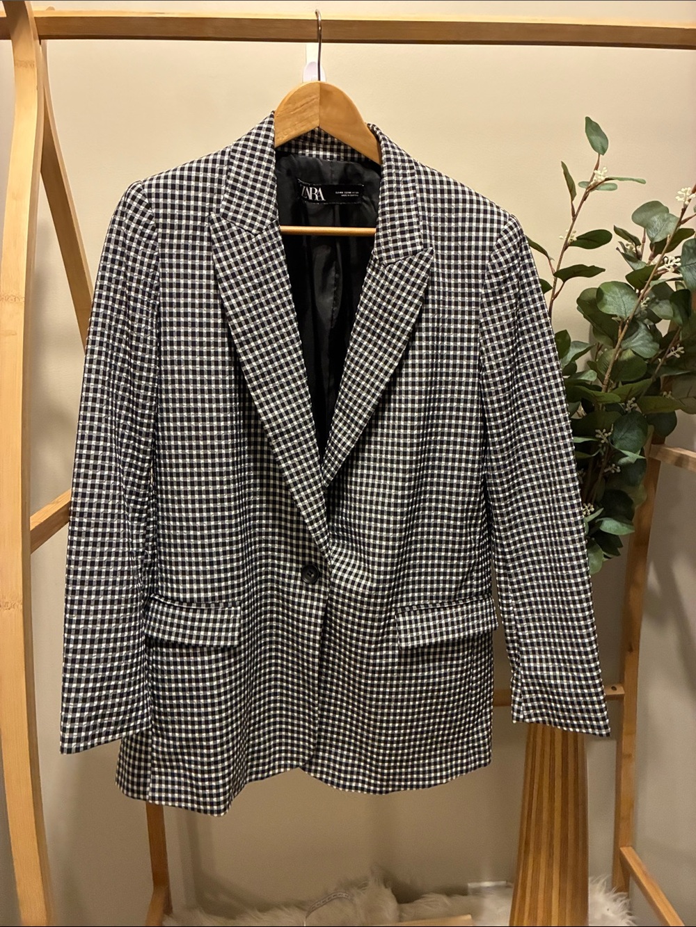 Zara Black & White Gingham Blazer